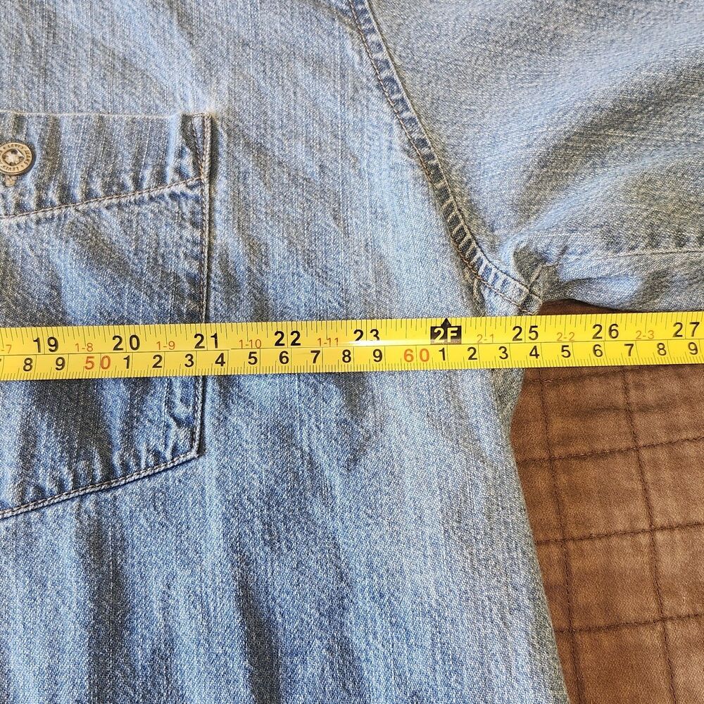 Vtg 90 Levis Red Tab Denim Button Up Mens Shirt Sz L Hong Kong Retro Workwear - Picture 9 of 11